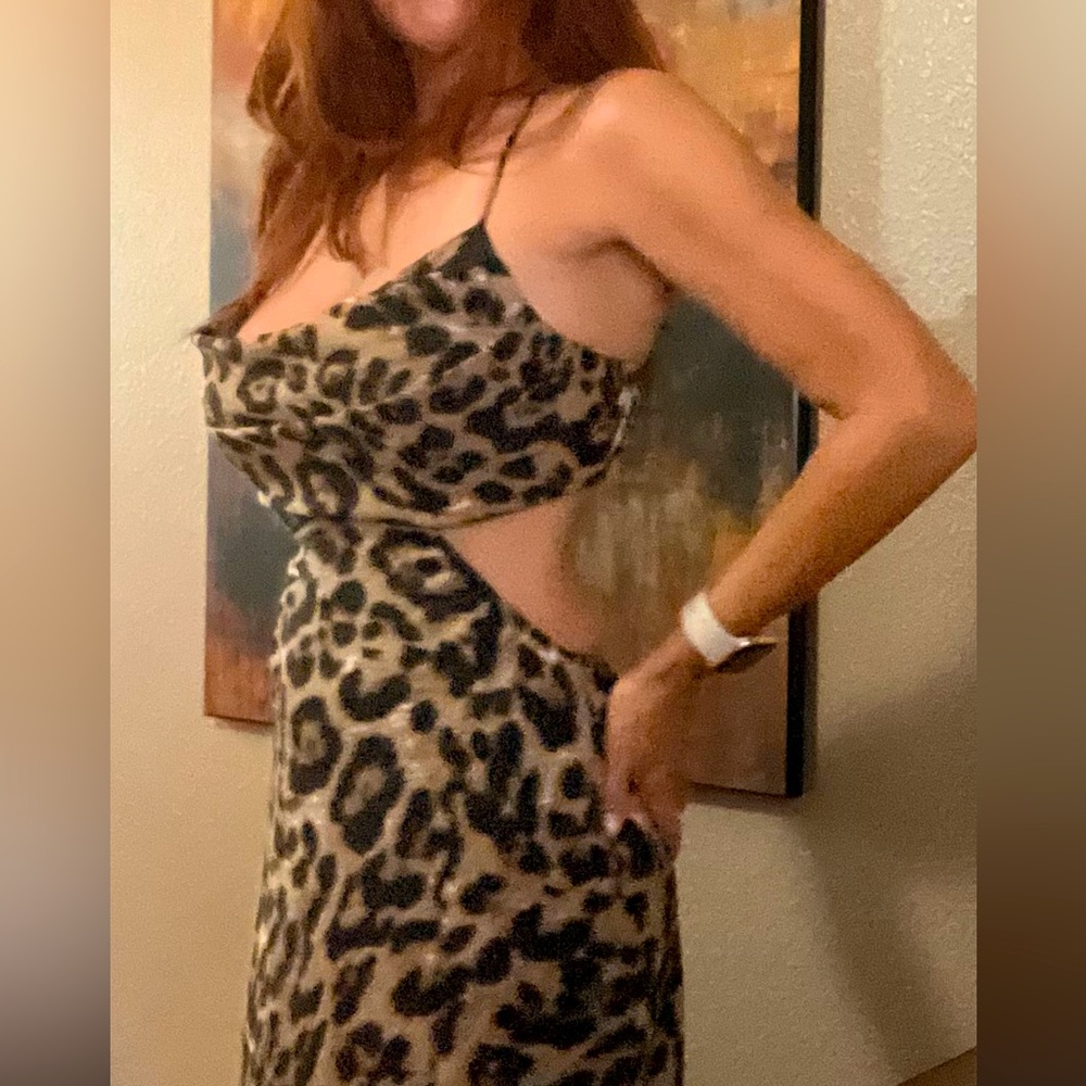 Mable Leopard Print Cut-Out Maxi Dress – Size Medium